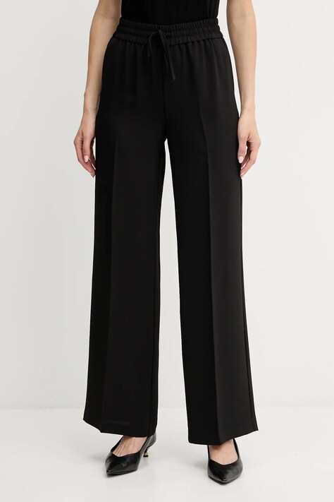 Twinset spodnie damskie kolor czarny szerokie high waist 252TP2611