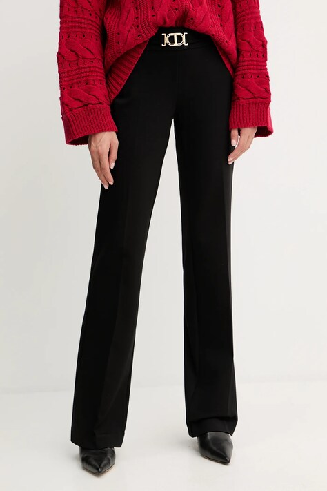 Twinset spodnie damskie kolor czarny proste high waist 252TP2602