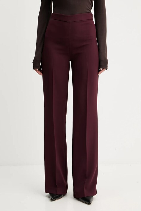Twinset pantaloni culoarea bordo, drept, high waist, 252TP2591