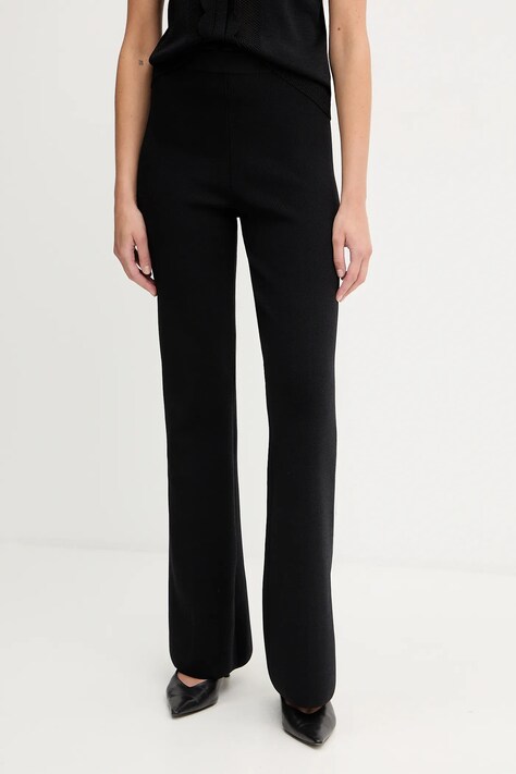 Twinset spodnie dresowe damskie kolor czarny proste high waist 252TP3206