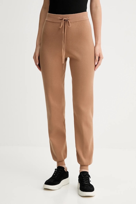Twinset pantaloni de trening culoarea maro, uni, 252TP3408