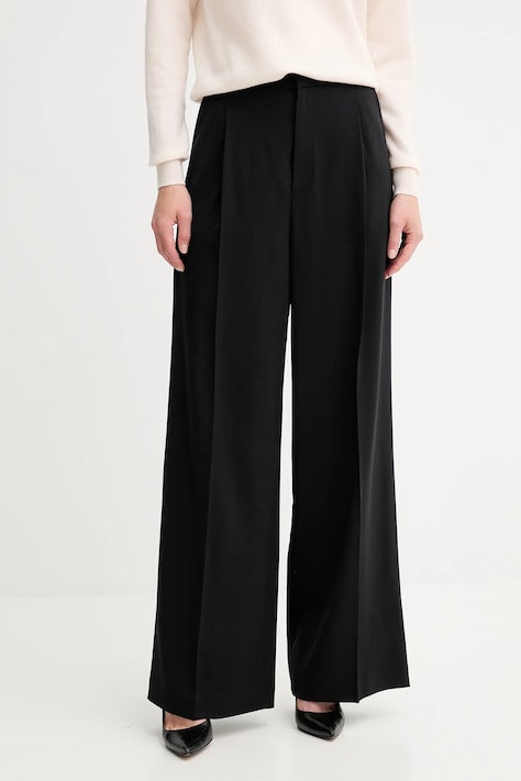 Twinset spodnie damskie kolor czarny proste high waist 252TP2622