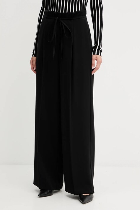 Twinset spodnie damskie kolor czarny szerokie high waist 252TF2011