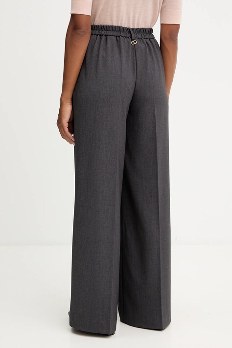 Twinset spodnie damskie kolor szary szerokie high waist 252TF2043