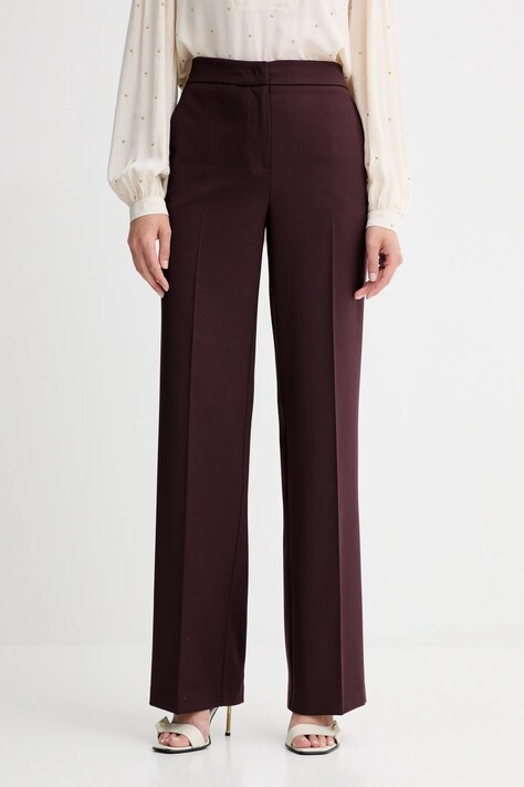 Twinset spodnie z dodatkiem wełny damskie kolor fioletowy proste high waist 252TT2127