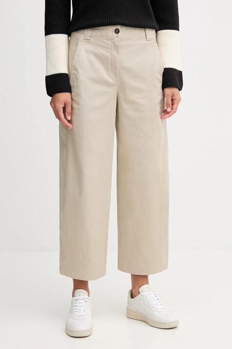 Calvin Klein Jeans spodnie damskie kolor beżowy proste high waist LV044D662G