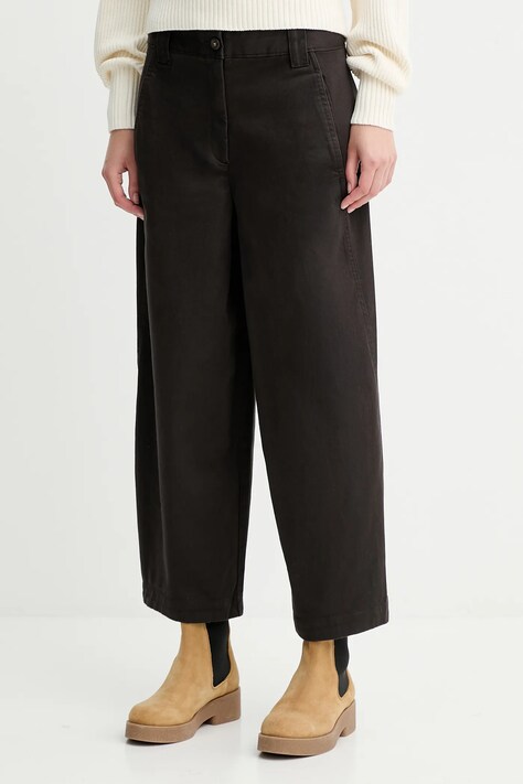 Панталон Calvin Klein Jeans в кафяво със стандартна кройка, с висока талия LV044D662G