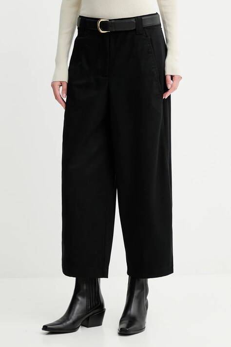 Calvin Klein Jeans spodnie damskie kolor czarny proste high waist LV044D662G
