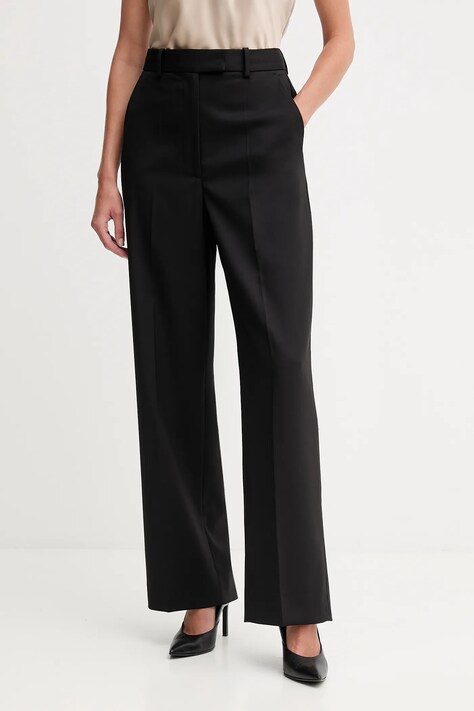 Tommy Hilfiger spodnie wełniane damskie kolor czarny proste high waist WW0WW48362