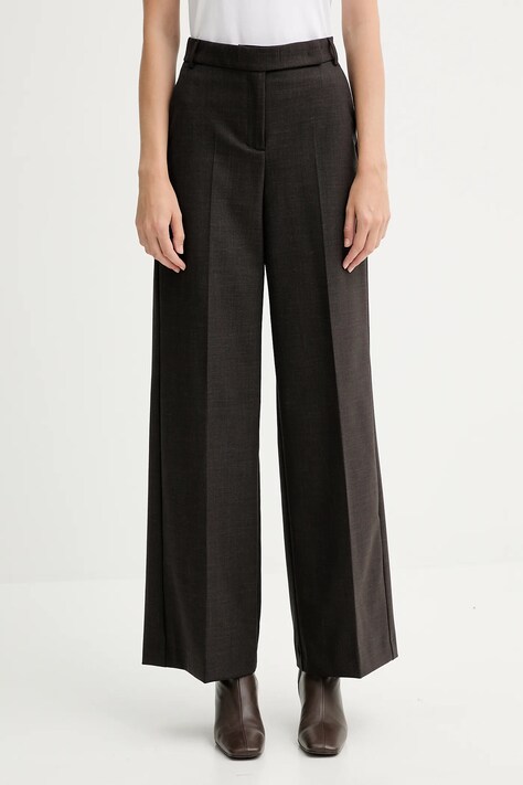 MAX&Co. spodnie z wełną damskie kolor brązowy szerokie high waist 2526136022200