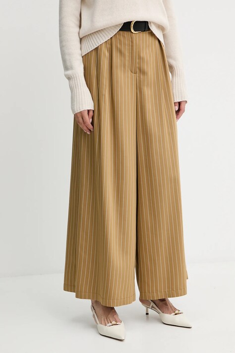 MAX&Co. pantaloni culoarea verde, lat, high waist, 2526136071200