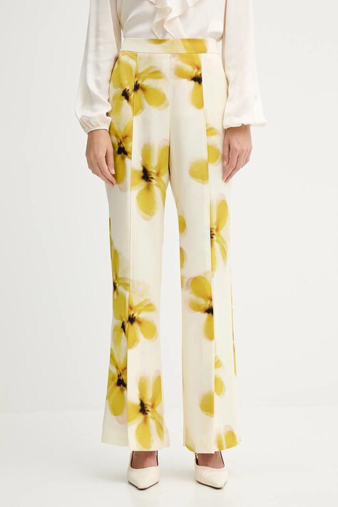 MAX&Co. spodnie damskie kolor beżowy szerokie high waist 2526136101200