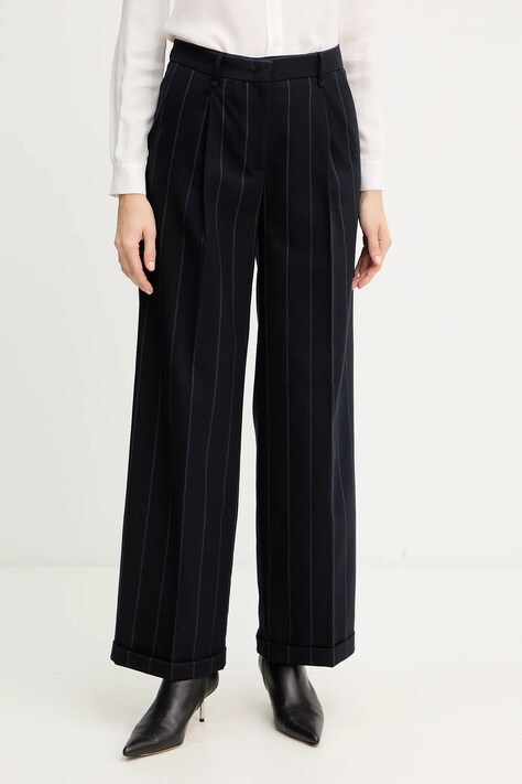 MAX&Co. spodnie damskie kolor granatowy proste high waist 2526136053200