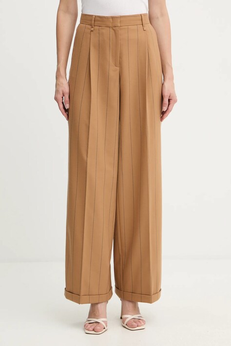 MAX&Co. spodnie damskie kolor brązowy proste high waist 2526136053200