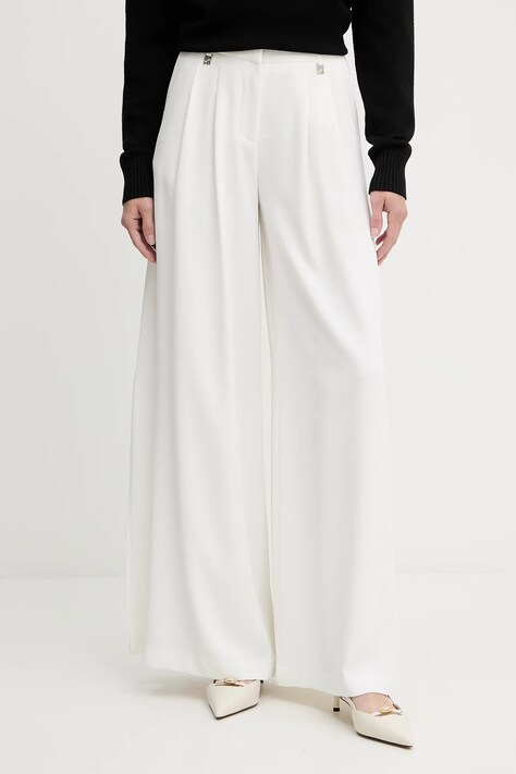 Morgan spodnie damskie kolor biały szerokie high waist POUMA.F