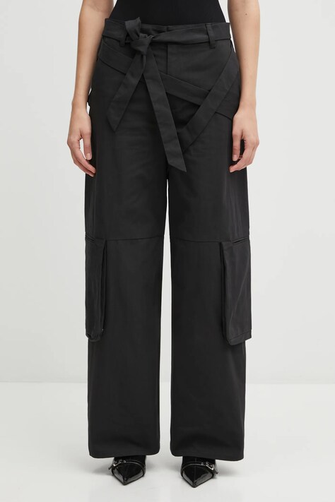 Heliot Emil spodnie damskie kolor czarny proste high waist AW25_W_10_220_BLK01