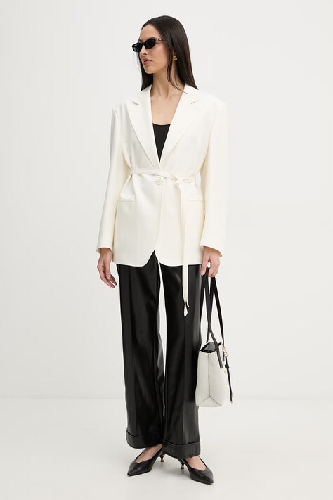 Liu Jo spodnie damskie kolor czarny proste high waist MF5069 E0624