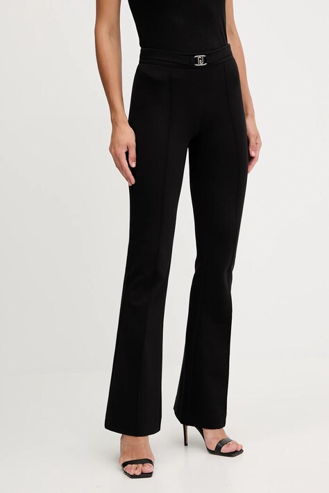 Liu Jo pantaloni culoarea negru, evazati, medium waist, MF5143 J9189