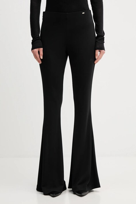 Gaudi spodnie damskie kolor czarny dzwony high waist 521FD24005