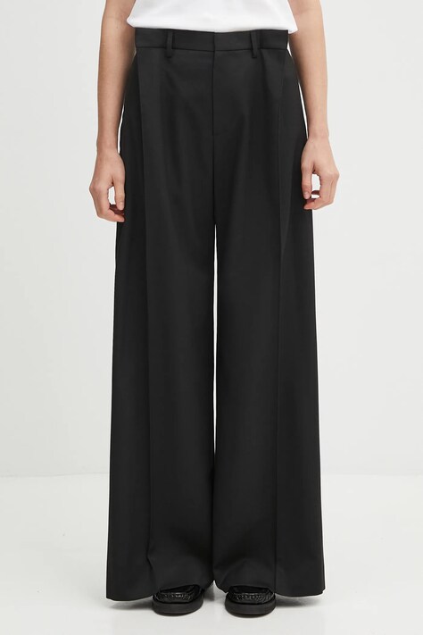 Штани MM6 Maison Margiela колір чорний широкі висока посадка S52KA0539.M35227.900