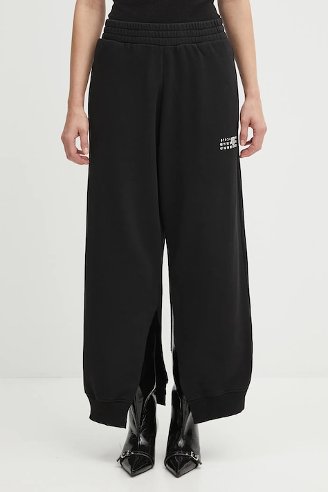 Bavlnené tepláky MM6 Maison Margiela čierna farba, jednofarebné, S52KA0546.M25025.900