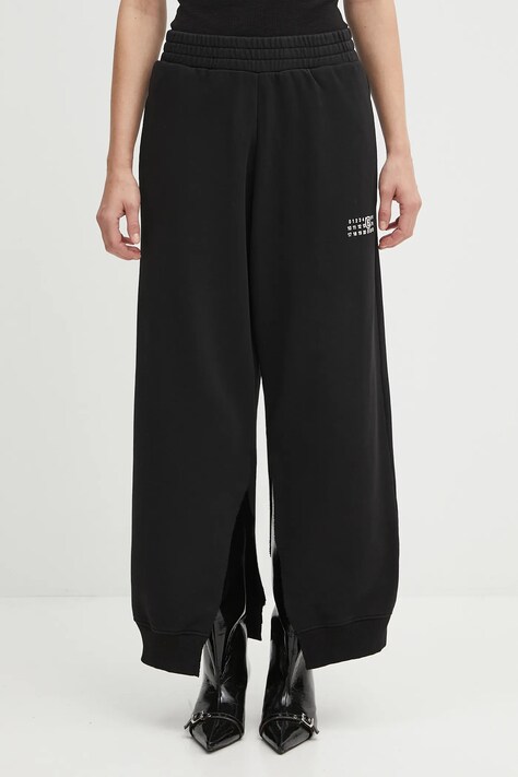MM6 Maison Margiela spodnie dresowe bawełniane damskie kolor czarny gładkie S52KA0546.M25025.900