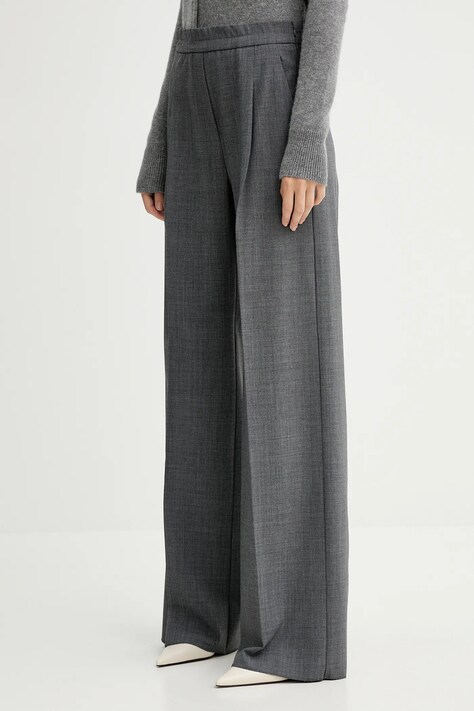 Marella spodnie damskie kolor szary szerokie high waist 2523136014200