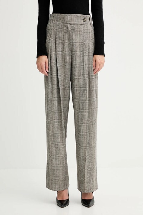 Marella spodnie damskie kolor beżowy szerokie high waist 2523136021200