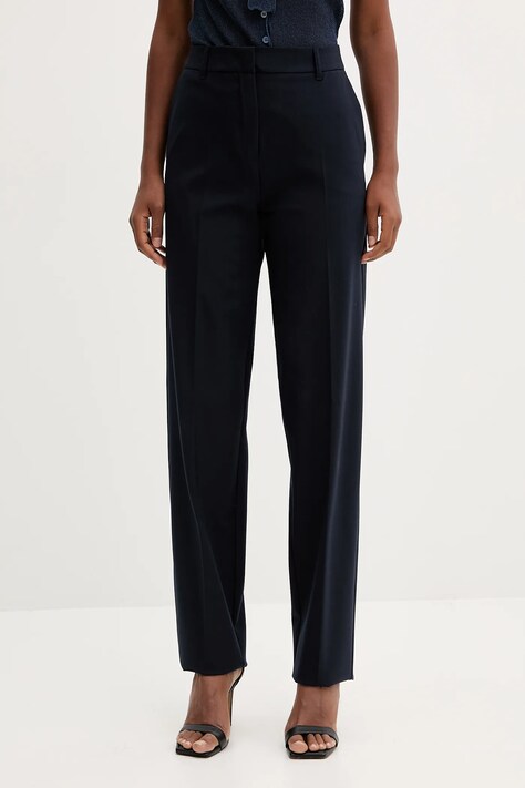 Marella spodnie z wełną damskie kolor granatowy fason cygaretki high waist 2523136054200