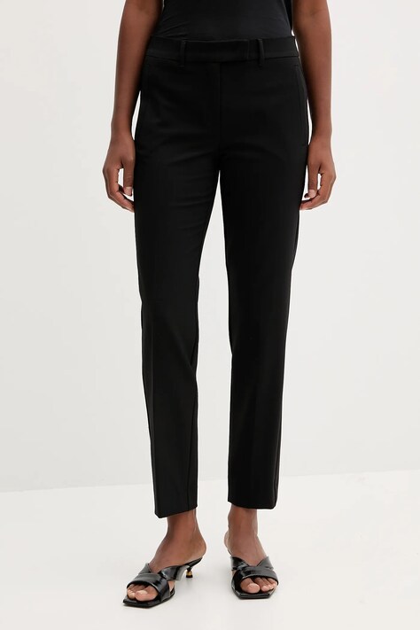 Marella spodnie z wełną damskie kolor czarny fason cygaretki high waist 2523136101200