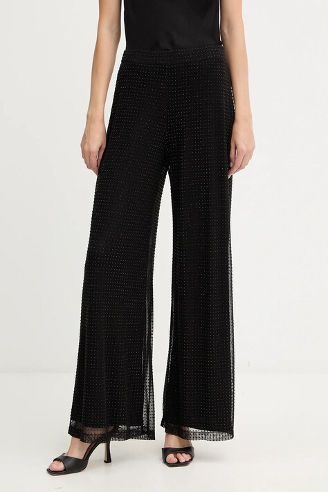 Marella spodnie damskie kolor czarny szerokie high waist 2523786054200