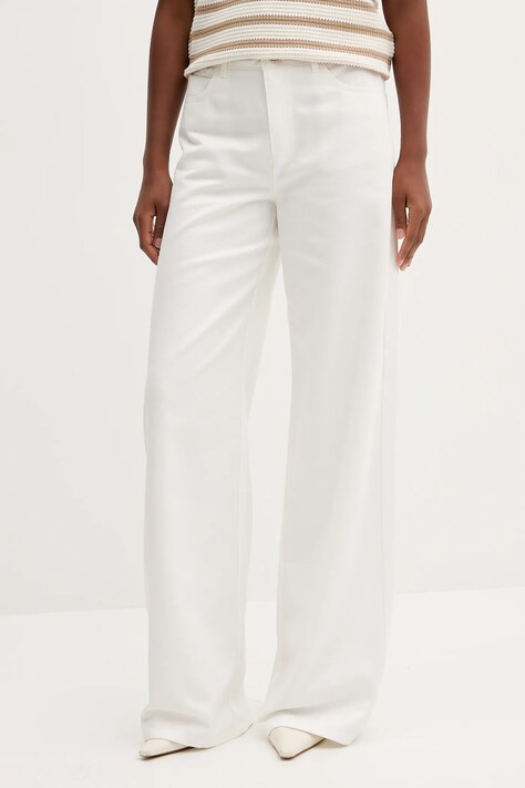 Marella spodnie Emme by Marella damskie kolor beżowy szerokie high waist 2525136071200
