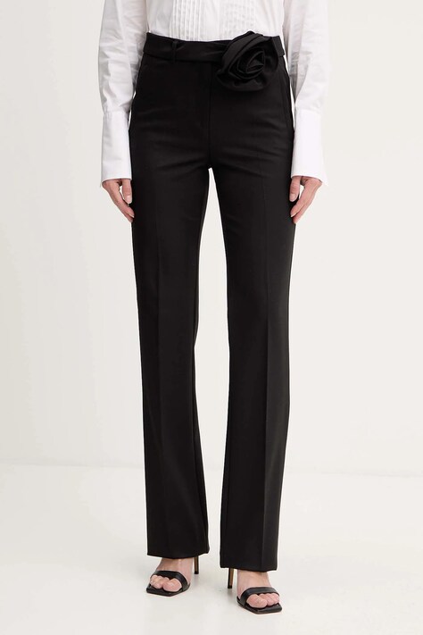 Marella spodnie damskie kolor czarny dzwony high waist 2523136242200
