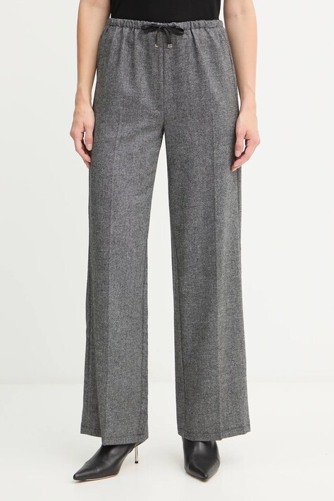 Marella spodnie z dodatkiem wełny Emme by Marella damskie kolor szary szerokie high waist 2525136022200