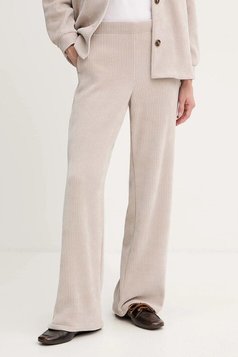 Marella spodnie sztruksowe Emme by Marella damskie kolor beżowy proste high waist 2525786012200