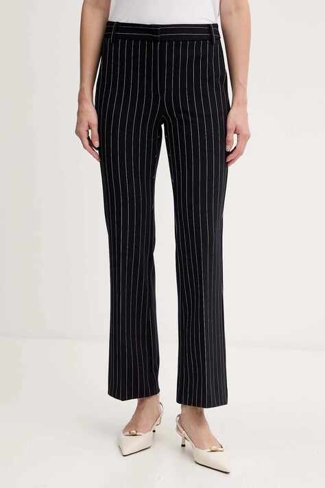 Marella spodnie Emme by Marella damskie kolor granatowy proste high waist 2525786052200