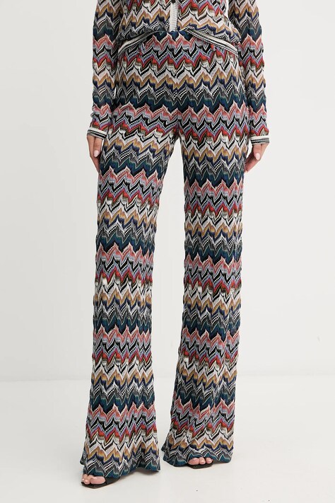 Missoni spodnie z wełną damskie kolor fioletowy dzwony high waist DS25WI0Q.BR012F