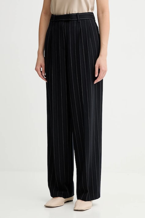 Rag & Bone spodnie z dodatkiem wełny kolor granatowy proste high waist RA1H25F7MCN