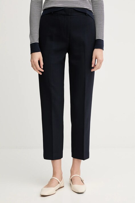 Tommy Hilfiger nadrág sötétkék, magas derekú egyenes, WW0WW48355