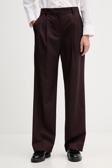 Tommy Hilfiger pantaloni culoarea bordo, lat, high waist, WW0WW48358