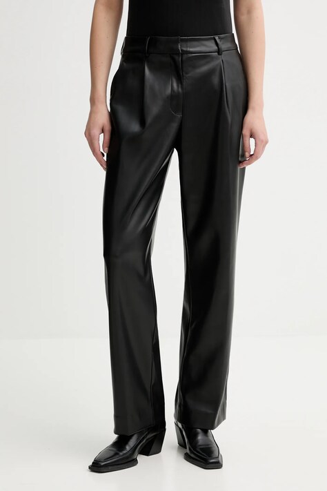 Calvin Klein spodnie damskie kolor czarny proste high waist LV044D666G