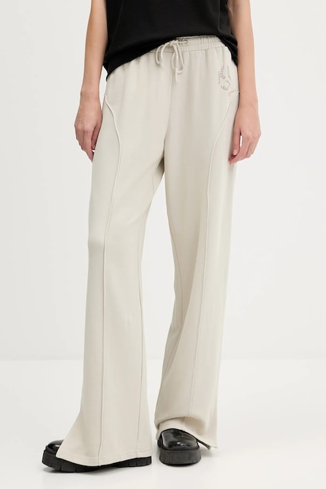 Karl Lagerfeld Jeans pantaloni de trening din bumbac culoarea bej, cu imprimeu, A4W10080