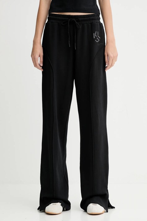 Хлопковые спортивные штаны Karl Lagerfeld Jeans цвет чёрный с аппликацией A4W10080