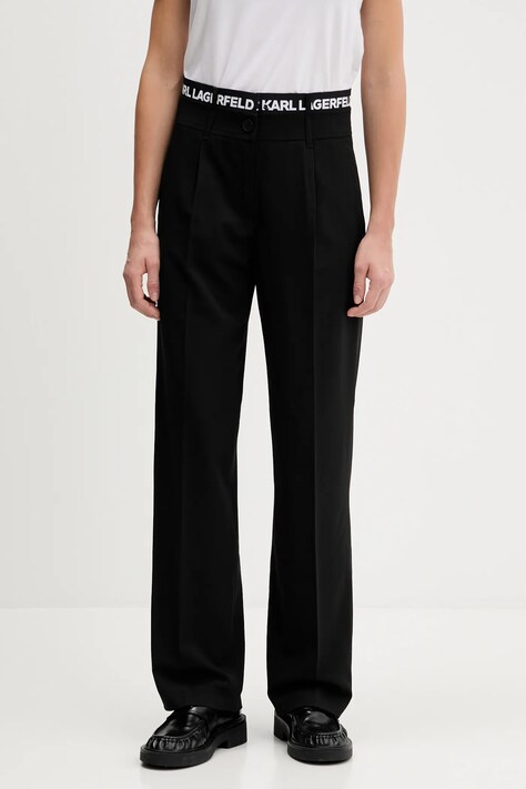 Брюки Karl Lagerfeld Jeans цвет чёрный прямые высокая посадка A4W10142