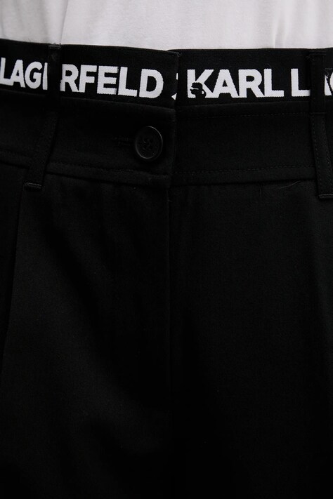 Брюки Karl Lagerfeld Jeans цвет чёрный прямые высокая посадка A4W10142