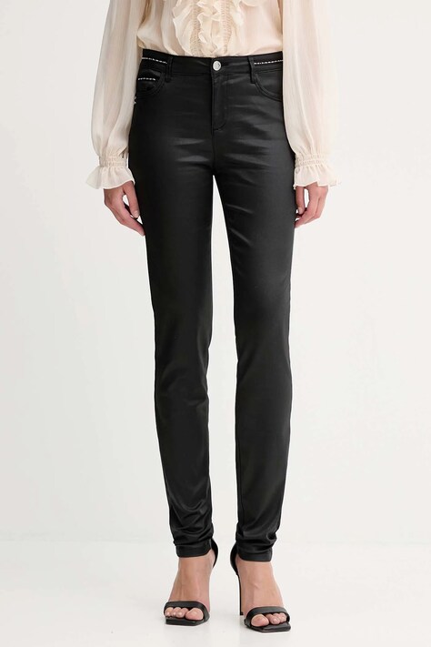 Morgan spodnie damskie kolor czarny dopasowane high waist PALAO