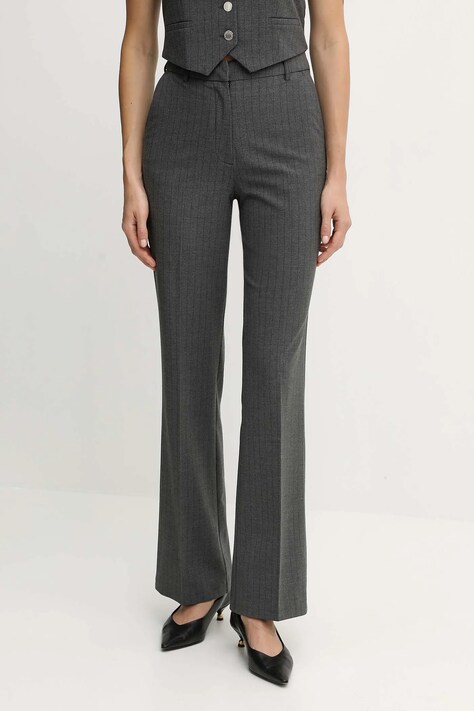 Morgan spodnie damskie kolor szary proste high waist PBOKA.F