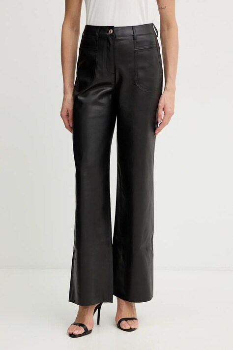 Morgan spodnie damskie kolor czarny proste high waist PERINE