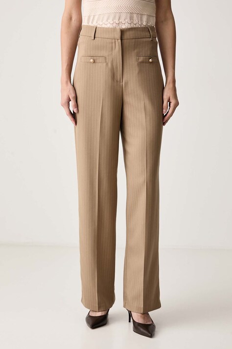 Morgan Spodnie damskie beżowe high waist PLOUI.F