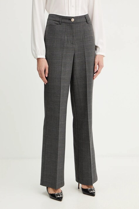 Morgan spodnie damskie kolor szary proste high waist PTARY.F